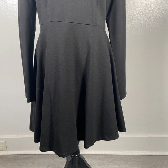 Lulus Black Scoop Neck Long Sleeve Cinched Waist Flowy Fit & Flare Mini Dress XL - Picture 5 of 15
